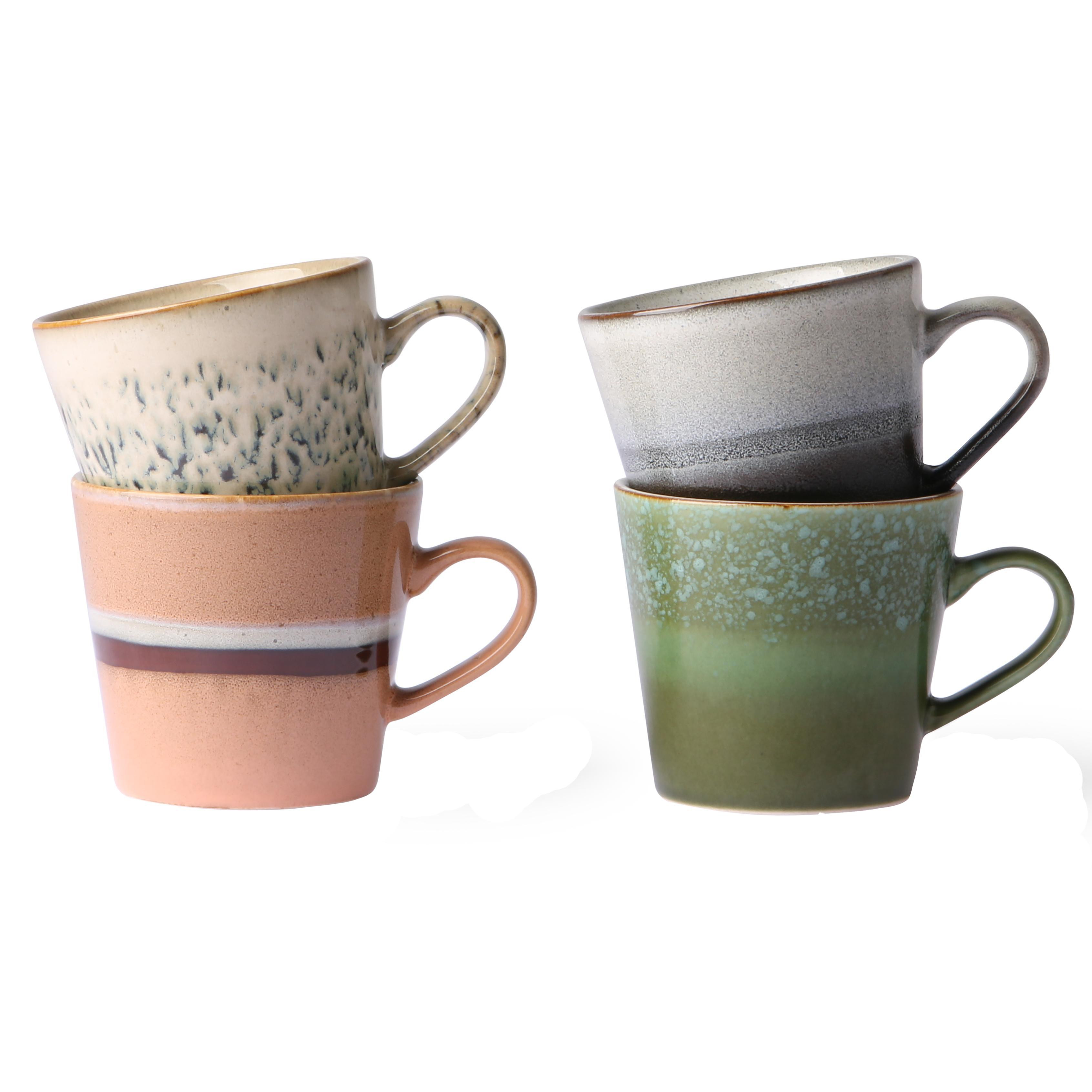 reactie Vermenigvuldiging Spreekwoord HKliving 70's Ceramic Cappuccino mok kopjes set van 4 virgo | Flinders