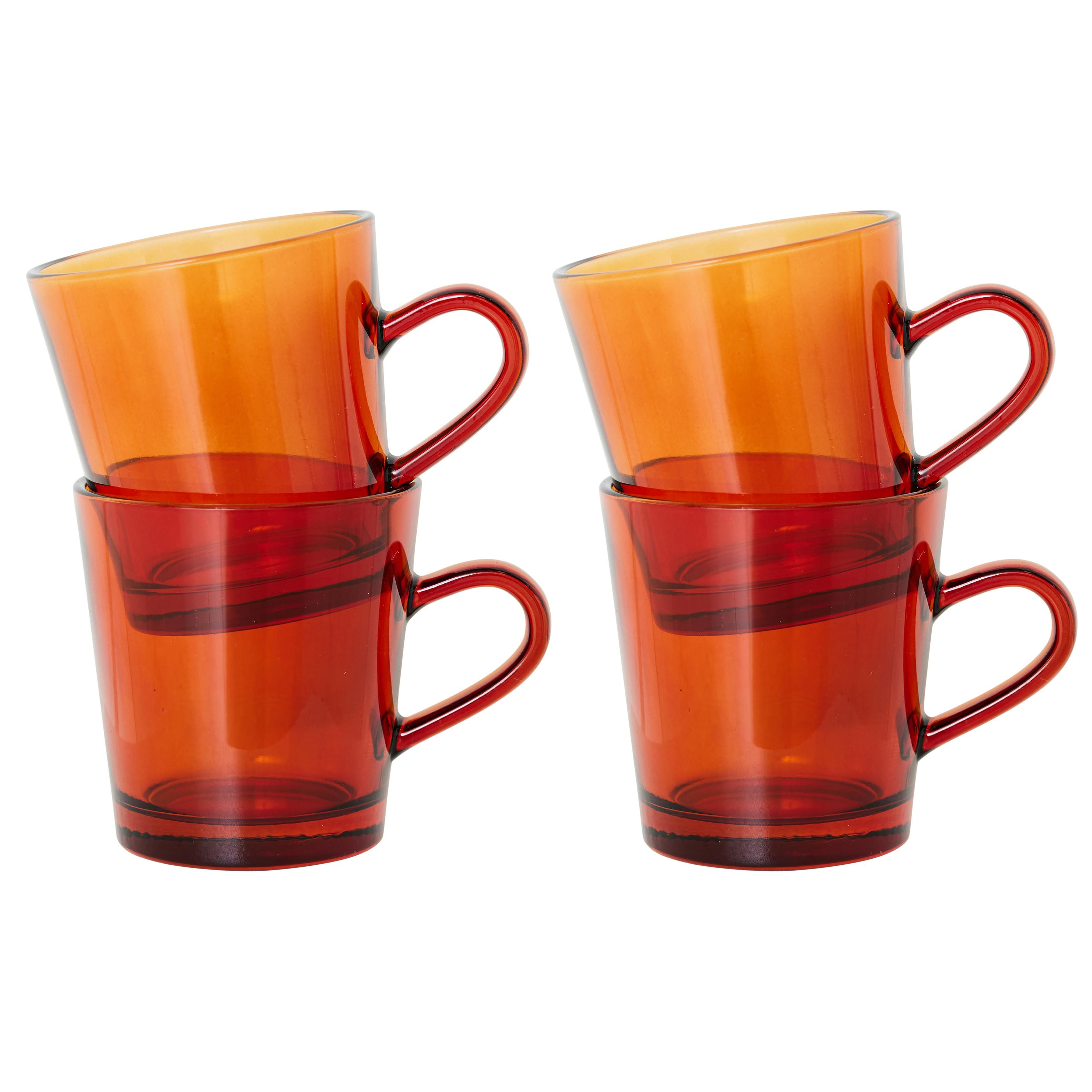 voorzien fluit Diakritisch HKliving 70's Glassware koffie mok set van 4 amber brown | Flinders