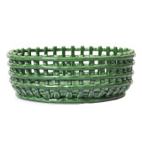 2193 Ceramic basket opbergmand centerpiece Emerald Green