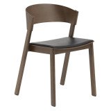 152 Cover Side Chair Eetkamerstoel leer donker hout, zwart leer