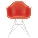 1860 Eames DAR stoel wit gepoedercoat onderstel, Poppy Red