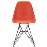 1860 Eames DSR stoel zwart gepoedercoat onderstel, Poppy Red