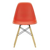 1860 Eames DSW stoel geelachtig esdoorn onderstel, Poppy Red