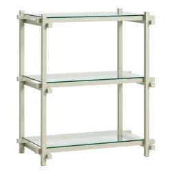1862 Woody Column Low stellingkast grijs beuken frame, Clear Glass