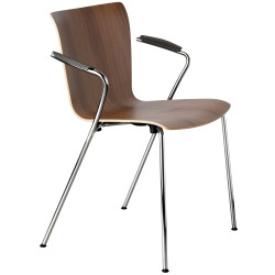Fritz Hansen Vico Duo stoel met armleuning walnoot, chroom onderstel