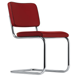 Thonet S32 PV stoel, Chroom, Leder Rosso Antico
