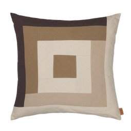 Border Patchwork kussen 50x50 Coffee/Dark Sand