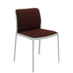 Audrey Soft chair stoel met wit onderstel, bekleding bruin