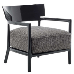 Cara fauteuil zwart, zwart-beige zitkussen
