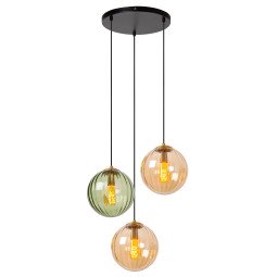 Monsaraz 3 cluster hanglamp rond groen/amber