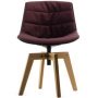 Flow Chair gestoffeerde stoel met naturel onderstel, zwarte kuip, grijze finish, Londra burgundy