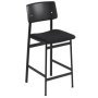 Loft gestoffeerde barkruk 65cm steelcut 190, zwart/zwart