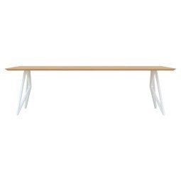 9668 Butterfly tafel 240x90, wit frame, hardwax light 3041, verjong afgerond