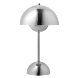 FlowerPot VP9 tafellamp LED oplaadbaar chroom