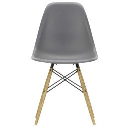 Eames DSW stoel geelachtig esdoorn onderstel, graniet grijs