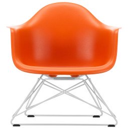 Eames LAR loungestoel wit onderstel, rusty orange