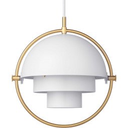 Multi-Lite hanglamp small, brass base, wit semi matt