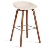 About a Stool AAS32 barkruk 75cm walnoot onderstel creme wit