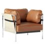 Can fauteuil frame chroom,canvas cream,Sense cognac