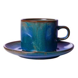Chef Ceramic kop en schotel rustic blue