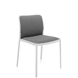 Audrey Soft chair stoel met wit onderstel, bekleding grijs
