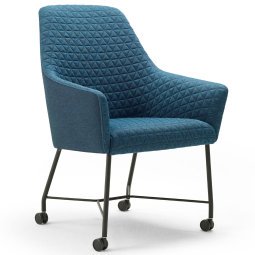 Sketch Dining stoel, centraal onderstel met wielen, Febrik duo blauw