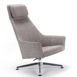 Sketch Lounge fauteuil, onderstel gepolijst aluminium, Kvadrat grijs 