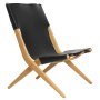 Saxe fauteuil naturel eiken, zwart leder