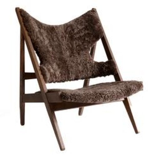 Knitting fauteuil donker eiken Sheepskin Root