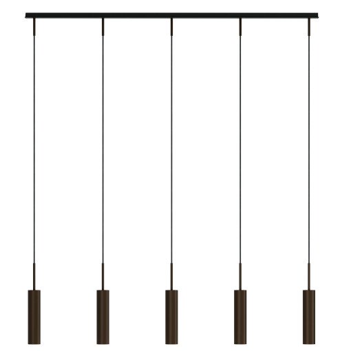 Tubulaire Rail cluster 5 hanglamp lineair Bronzed Brass