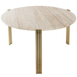 Tribus salontafel Ø60 goud/travertine