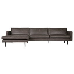 Rodeo 3-zits bank met chaise longue links zwart