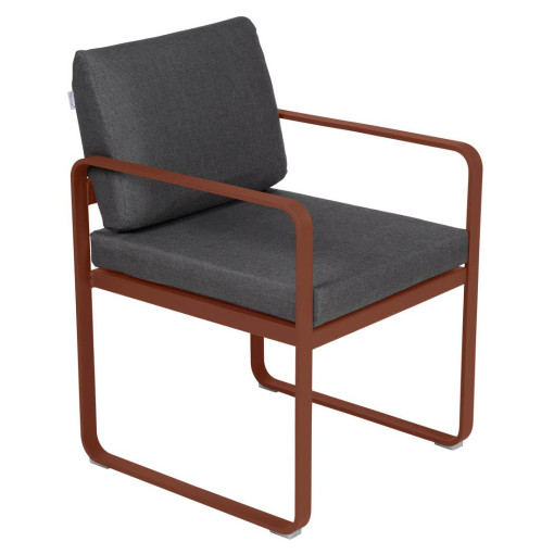 Bellevie Dining Armchair tuinstoel kussen antraciet Red Ochre