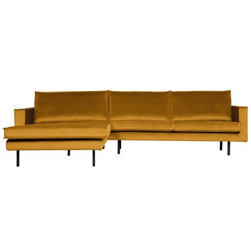 Rodeo Velvet met chaise longue links Oker