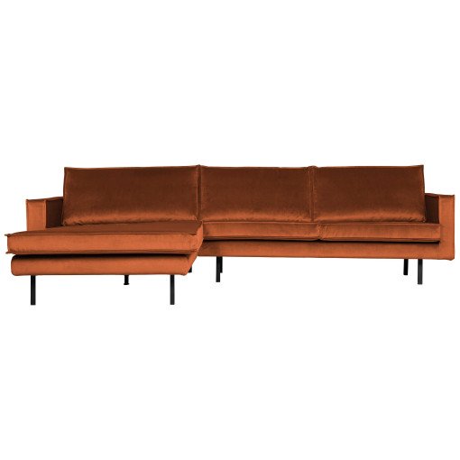 Rodeo Velvet met chaise longue links Roest