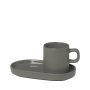 Pilar espresso kop en schotel set van 2 pewter