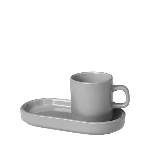 Pilar espresso kop en schotel set van 2 mirage grey