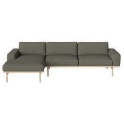 Elton bank 3,5-zits met chaise longue links groen