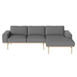 Elton bank 3-zits met chaise longue rechts grijs