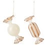 Candy kerst ornament set van 2 Cream