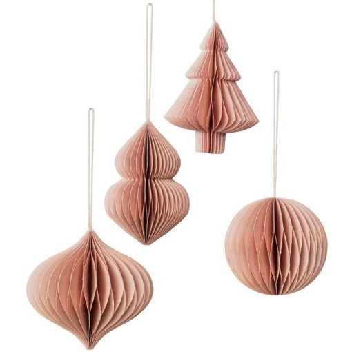 Christmas mix papieren kerstbal ornament set van 4 dusty pink