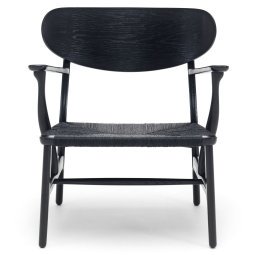 CH22 fauteuil zwart eiken, black paper cord