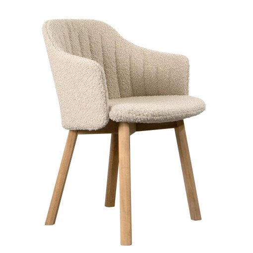 Choice eetkamerstoel teak onderstel sand bouclé