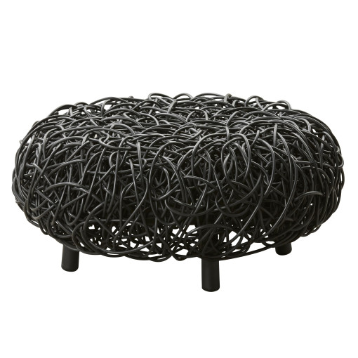 Loop Rattan hocker Ø74 zwart