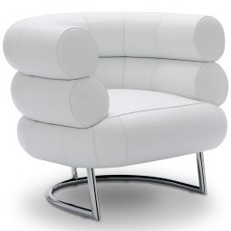 Bibendum fauteuil wit, onderstel chrome