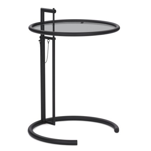 Adjustable Table E 1027 Black bijzettafel Ø52 donker glas