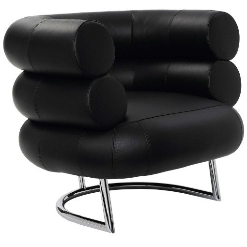 Bibendum fauteuil zwart, onderstel chrome