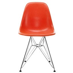 Eames DSR Fiberglass stoel chroom onderstel, red orange