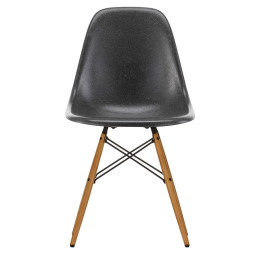 Eames DSW Fiberglass stoel geelachtig esdoorn, elephant hide grey