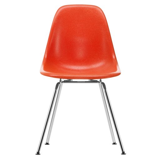 Eames DSX Fiberglass stoel chroom, red orange